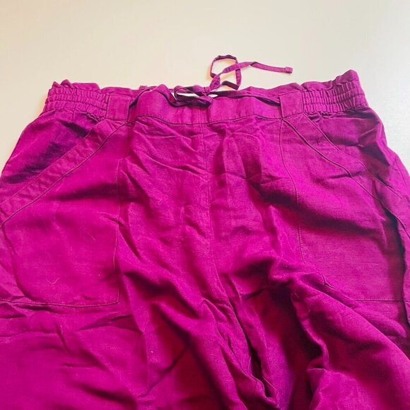 NWT Ann Taylor LOFT Linen TALL LONG Trouser Pant Paperbag Wide Leg Purple Travel - Picture 3 of 9